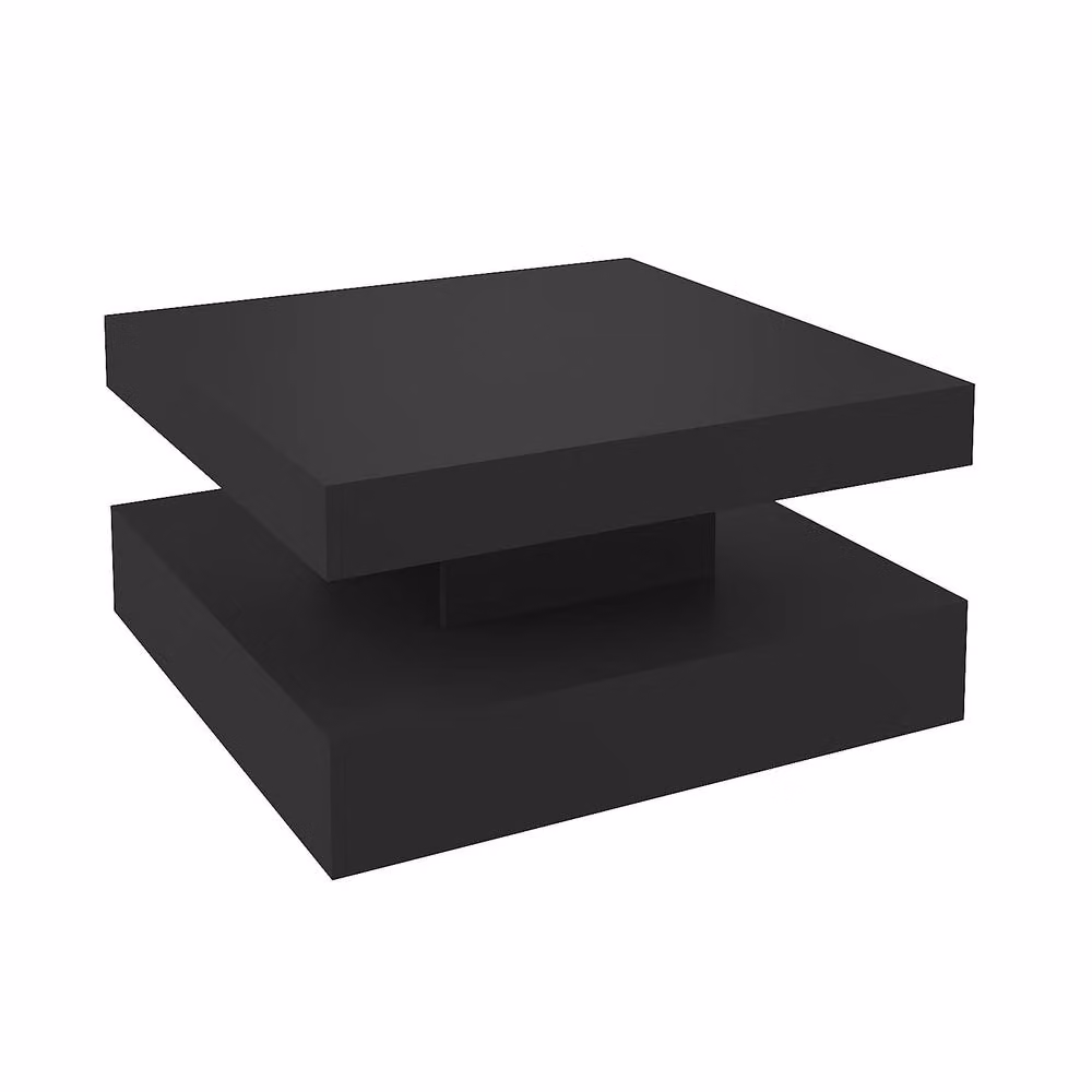KEEPREAPER Modern Black Square Coffee Table with Storage and LED Light, W/D/H: 78 x 40 x 78 cm – 2