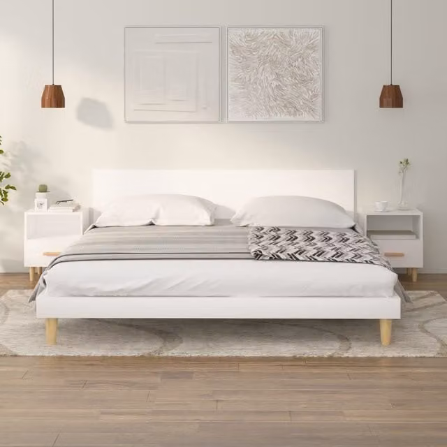 Berkfield Home Set of 2 White Scandinavian Bedside Cabinets, W/D/H: 40 x 35 x 47 cm – 1