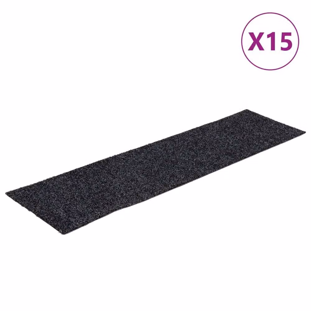 Berkfield Home Self-adhesive Rectangular Stair Mats, 15 Pack, Grey, W: 76 cm, D: 20 cm – 2