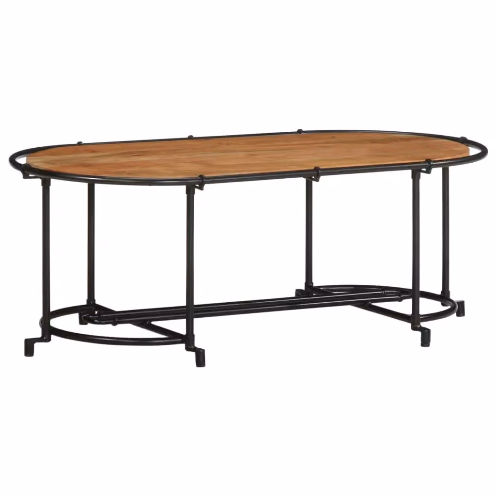 Berkfield Home Industrial Acacia Wood Coffee Table in Brown, W/D/H: 110 x 55 x 40 cm – 2