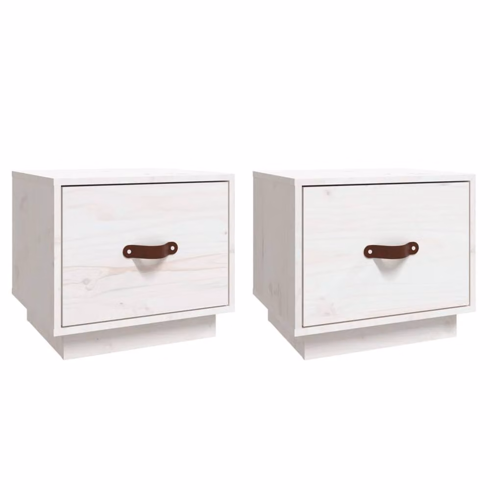 Berkfield Home Beautiful Bedside Cabinets, Set of 2, White Solid Pine Wood, W/D/H: 40 x 34 x 35 cm – 2