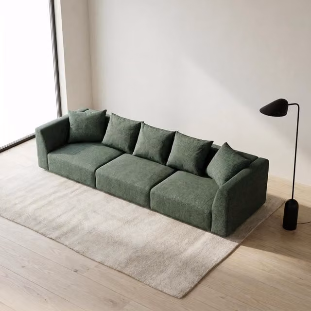 Abakus Direct Tokyo 5 Seater Upholstered Sofa in Grey and Green Brushed Tweed Fabric