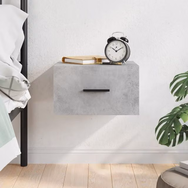 Berkfield Home Wall-mounted Bedside Cabinet in Concrete Grey, W/D/H: 35 x 35 x 20 cm