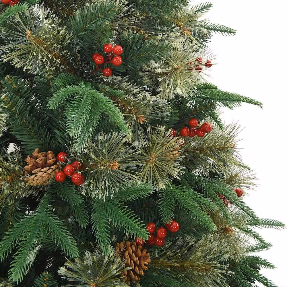 Berkfield Home Artificial Hinged Christmas Tree in Green, Height: 210 cm – 3