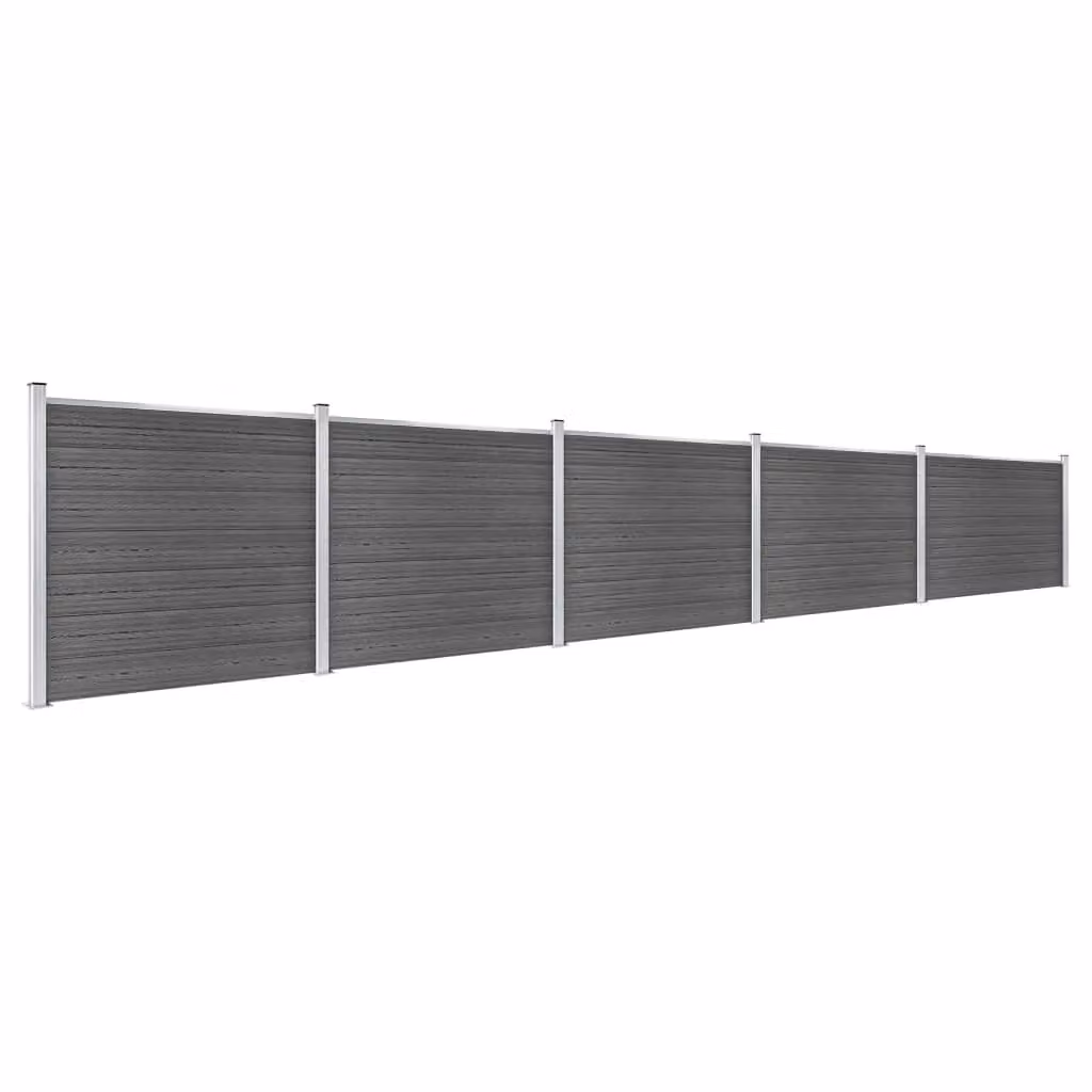 Berkfield Home WPC Fence Panel Set, Black, W: 872 cm, H: 146 cm – 2