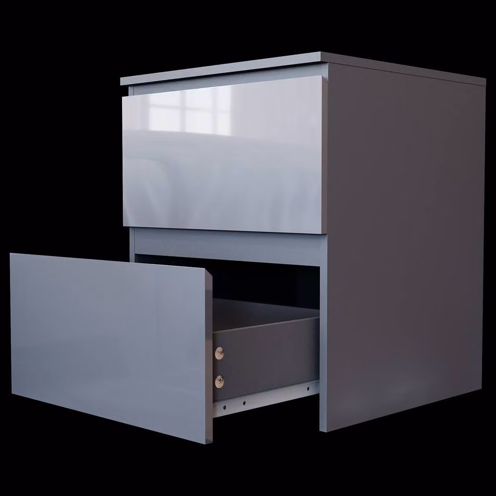 HD Designs Glinton High Gloss 2 Drawer Bedside Chest in Grey – 4