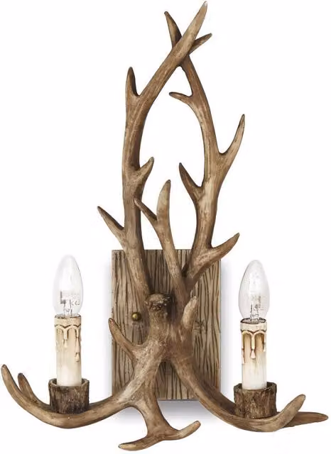 Ideal Lux Chalet 2 Light Indoor Wall Light in Brown Wood and Metal