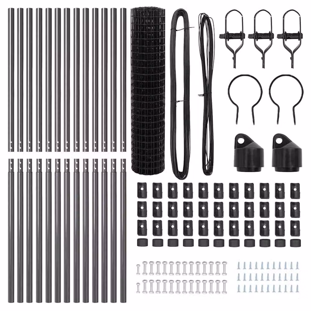 Berkfield Home Modern Euro Fence in Grey Galvanised Steel with 13 Posts, 1 x 25 m – 5