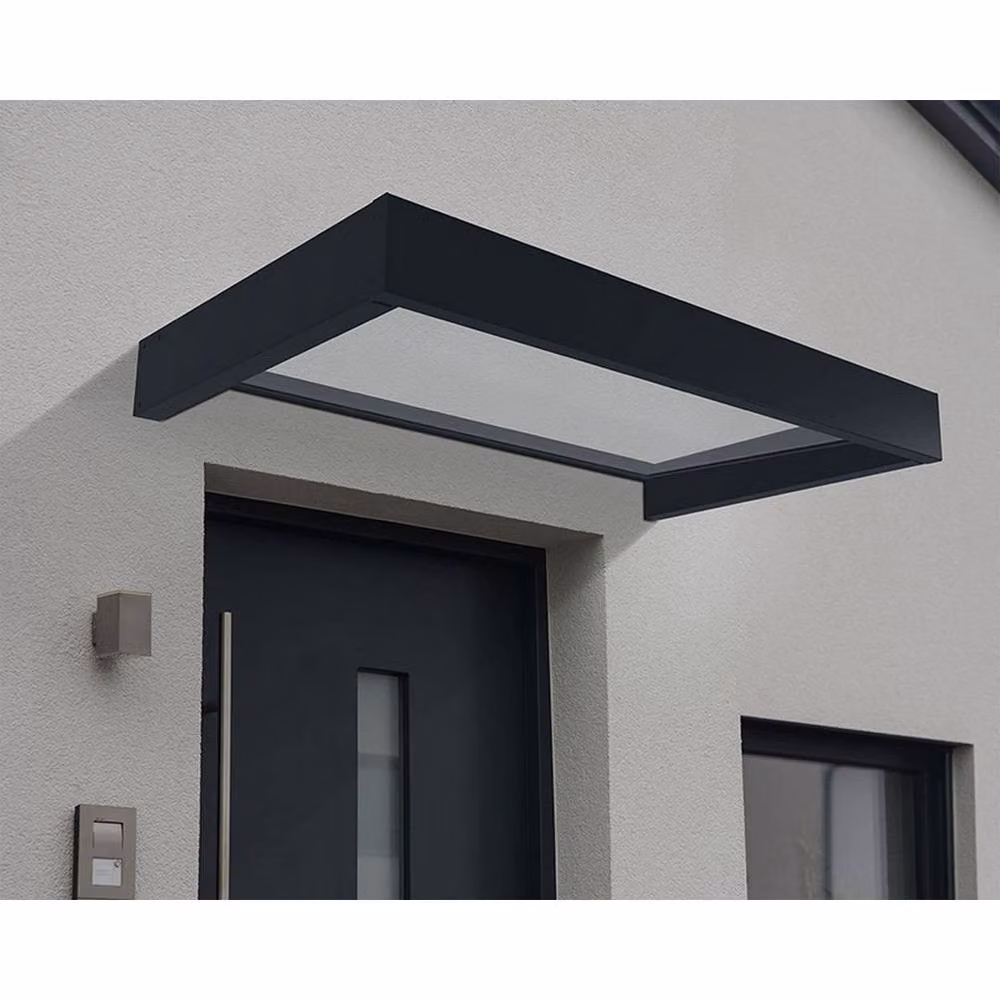 Palram Sophia Door Awning Canopy in Grey with Clear Acrylic Fabric, W: 95 cm, H: 17 cm, L: 160 cm – 2