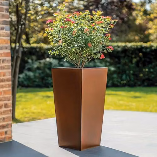 Access Garden Products Galvanised Steel Tall Tapered Square Planter, Copper Finish, W/D/H: 40 x 40 x 90 cm – 4
