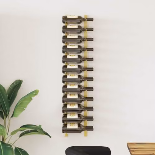 vidaXL Stylish Wall Mounted 24-Bottle Wine Rack in Gold – Durable Metal Construction – 2