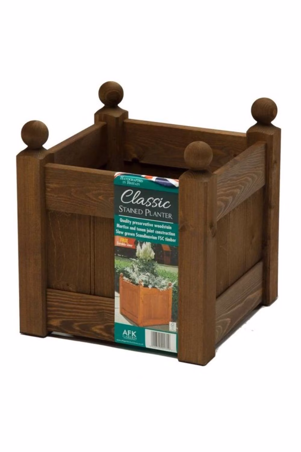 KDMD AFK Large Classic Wood Planter Tub in Dark Brown Chestnut Stain – 2