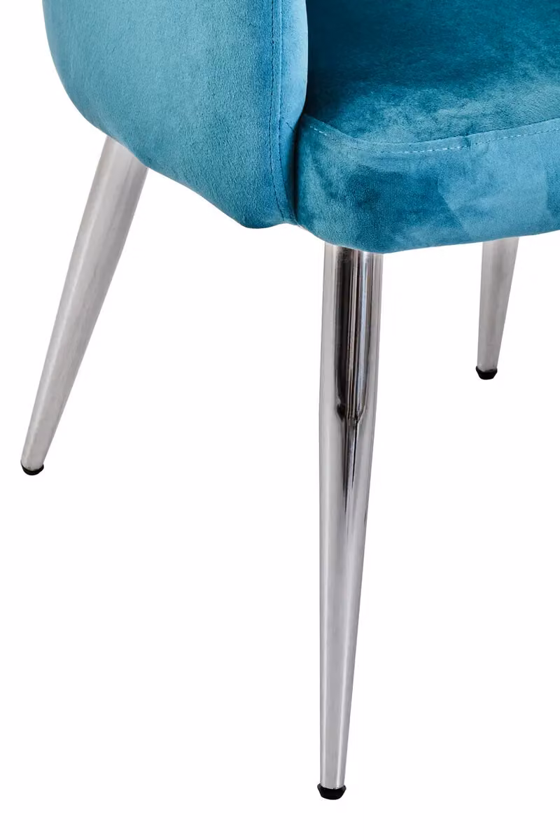 Orsina Tamzin Modern Velvet Dining Chair in Blue with Silver Metal Legs – 4