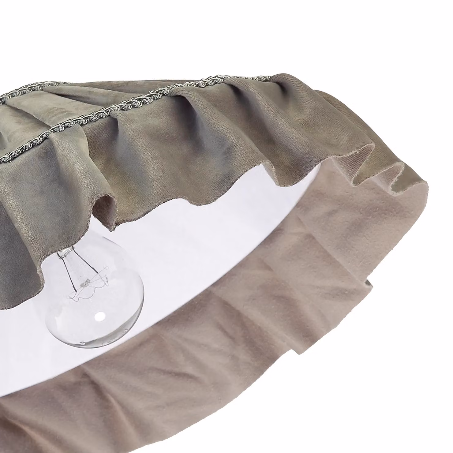 Happy Homewares Shabby Chic Grey Velvet Fabric Pendant Lighting Shade – 3
