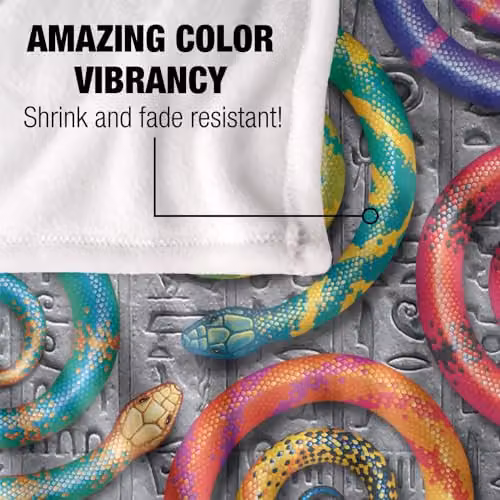 JQ Licensing Royce Mcclure Hisstory Snake Pattern Super Soft Silky Touch Fleece Throw Blanket, Multicolour, W: 91 cm, D: 147 cm – 4