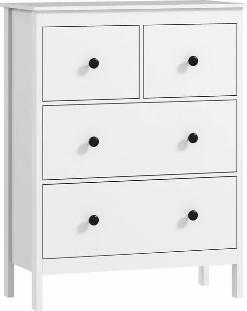 HOMCOM Modern 4 Drawer Chest of Drawers and Clothes Storage Organiser in White – 1