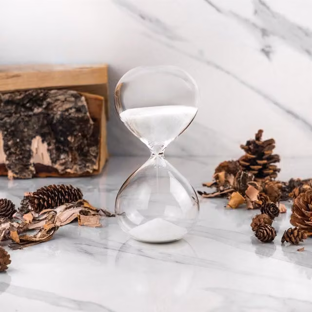 Nicola Spring Glass Sand Timer in Beige, White or Yellow, Height: 7 cm