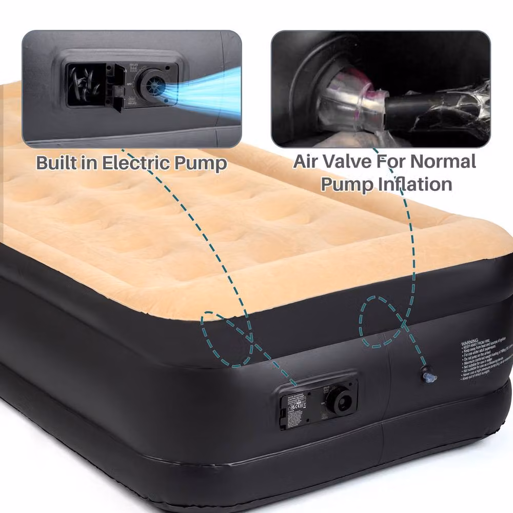 Crystals Single Inflatable Air Bed Mattress with Electric Pump, Beige, W: 90 cm, L: 200 cm – 3
