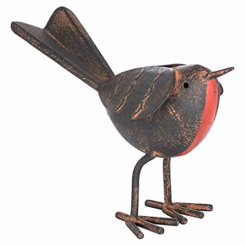 Love Lace Rocky The Robin Ornament in Brown and Multicolour, W/D/H: 11 x 6 x 1 cm