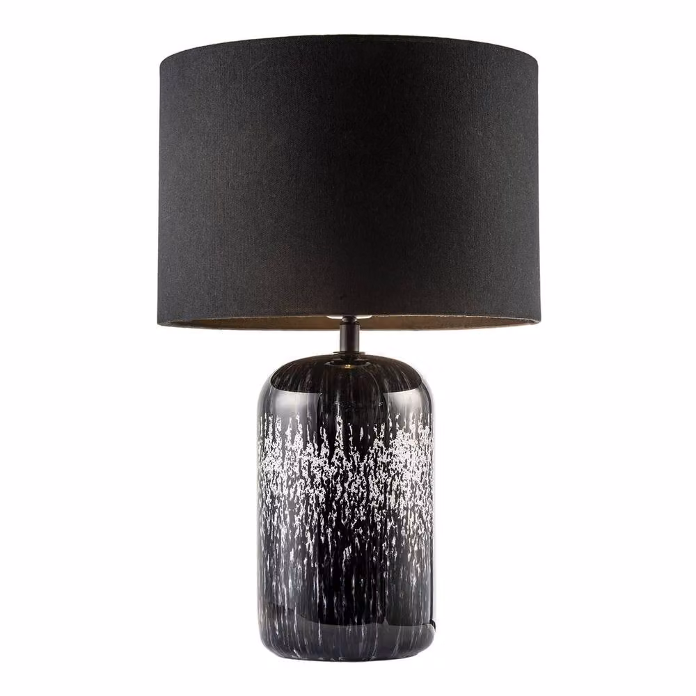 Happy Homewares Modern Marble Drip Snowflake Glass Table Lamp with Black Linen Shade – 2