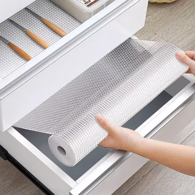 FLAVORA Non-Slip Transparent Drawer Mat and Kitchen Cabinet Shelf Liner, W: 52 cm, L: 500 cm