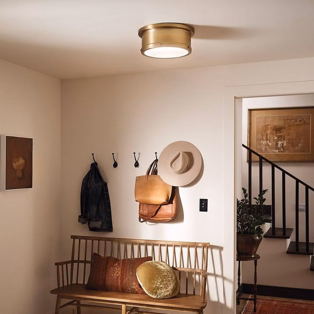 Netlighting Serca Medium Flush Ceiling Light in Brushed Natural Brass and Gold – 3