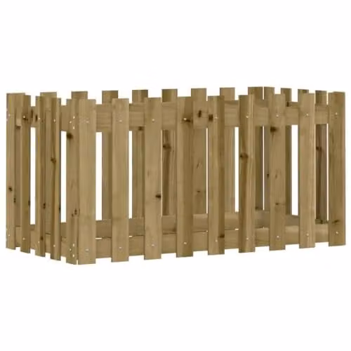 vidaXL Brown Wooden Garden Raised Bed with Fence Design, W: 100 cm, D: 50 cm, H: 50 cm