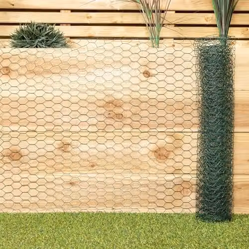 Samuel Alexander Green PVC Coated Galvanised Steel Chicken Garden Wire Netting Fencing W: 60 cm, H: 25 mm, L: 5 m