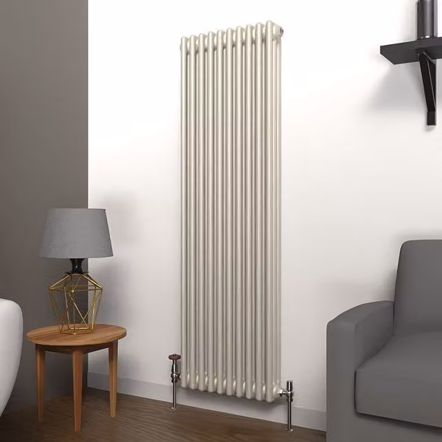 Lux Heat Vertical Coloured Column Radiator in Dune Grey, H 150 cm x W 47 cm
