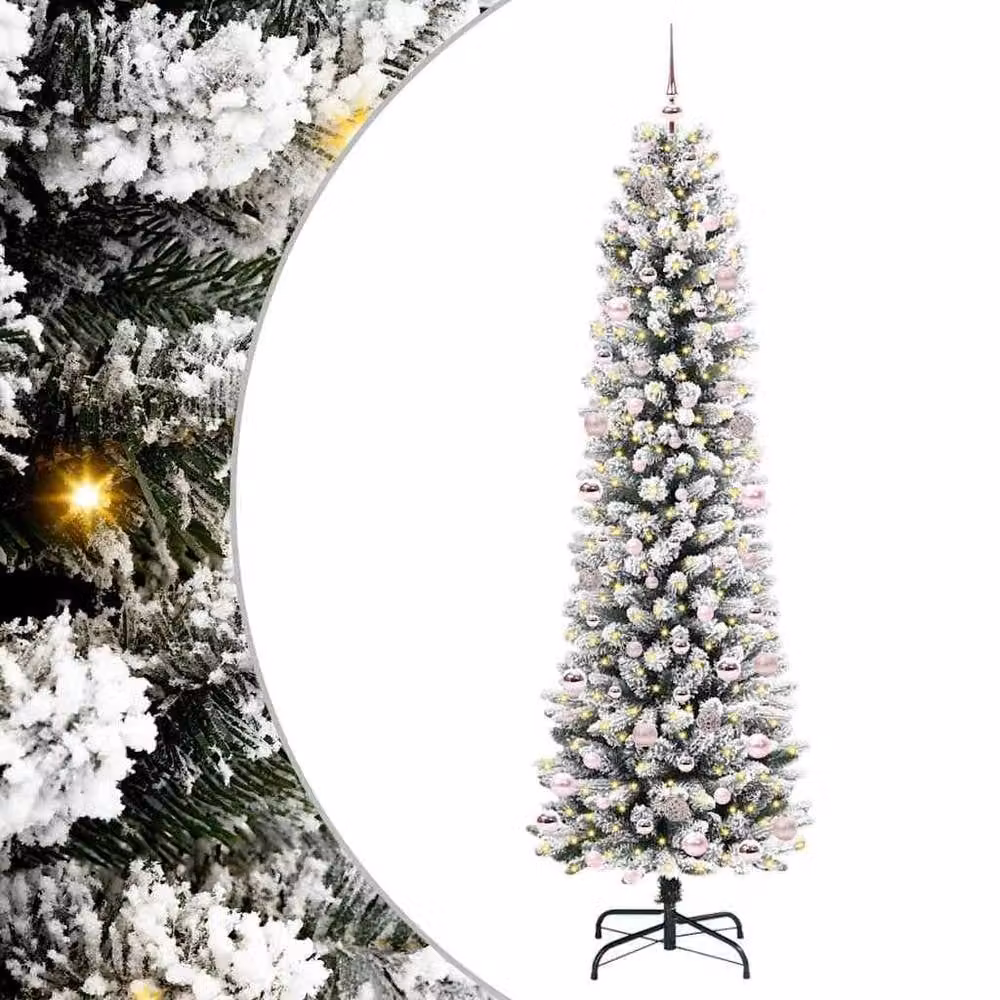 Berkfield Home Artificial Christmas Tree with 300 LEDs in Green, White and Black, Height: 240 cm – 2