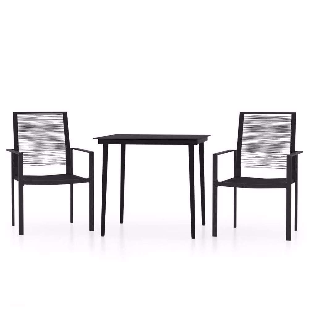 Berkfield Home 3 Piece Modern Garden Dining Set in Black – 2