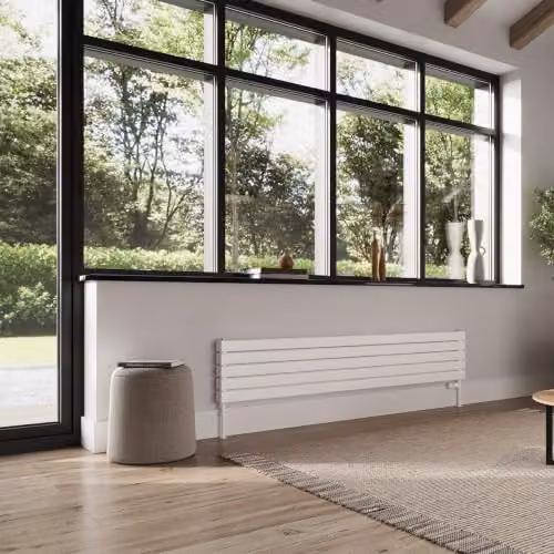 UK Radiators Typhoon Axis White Horizontal Designer Double Panel Radiator W: 180 cm, H: 34 cm – 2
