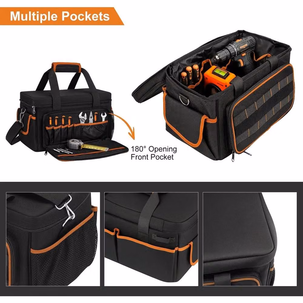 VOGREX 30L Waterproof Heavy Duty Wide Mouth Electrician Tool Bag in Black – 3