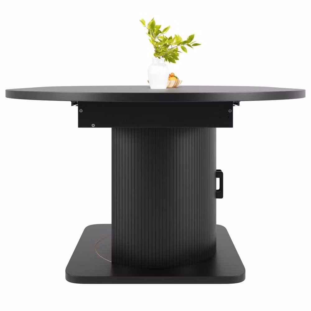 ModernLuxe Modern Extendable Dining Table with Storage and Wine Rack in Black, W/D/H: 118 x 75 x 76 cm – 4