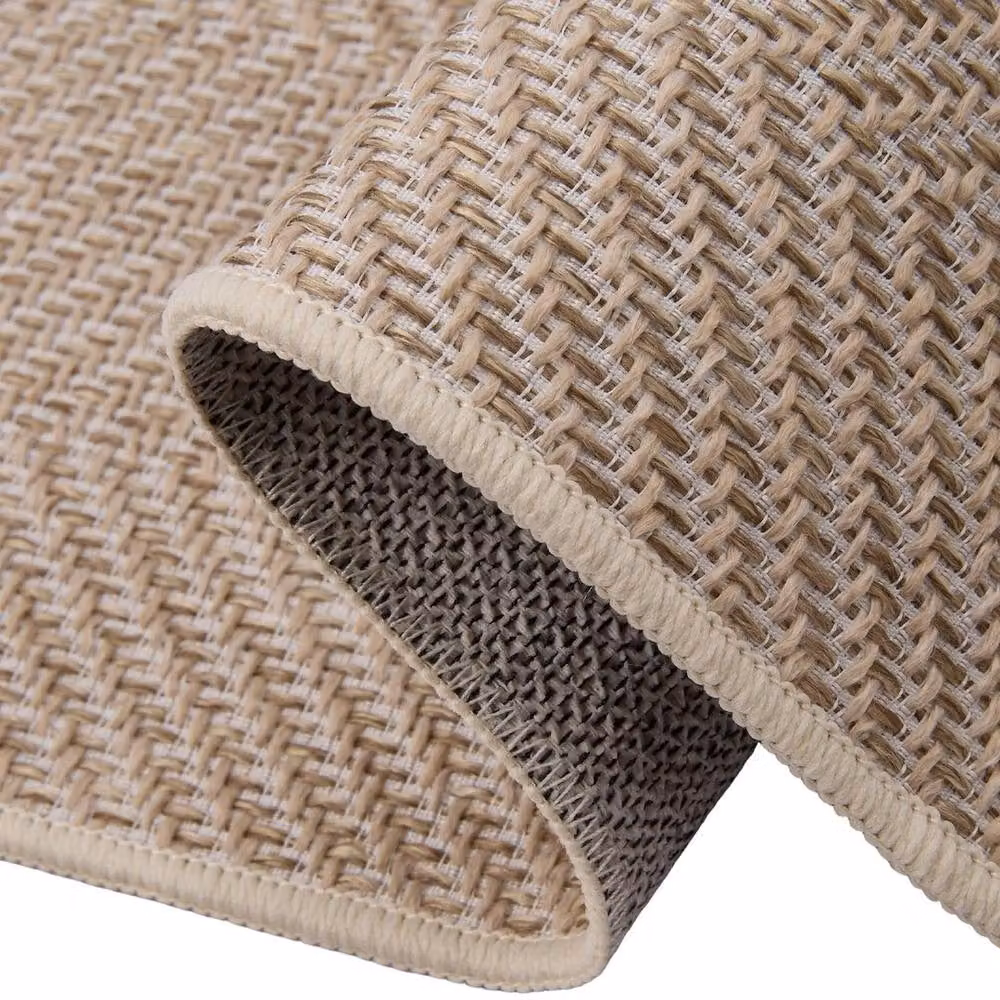 NESTLUNE Washable Non-Slip Rectangular Rug with Natural Jute Look in Beige, W/D/H: 100 x 100 cm – 3