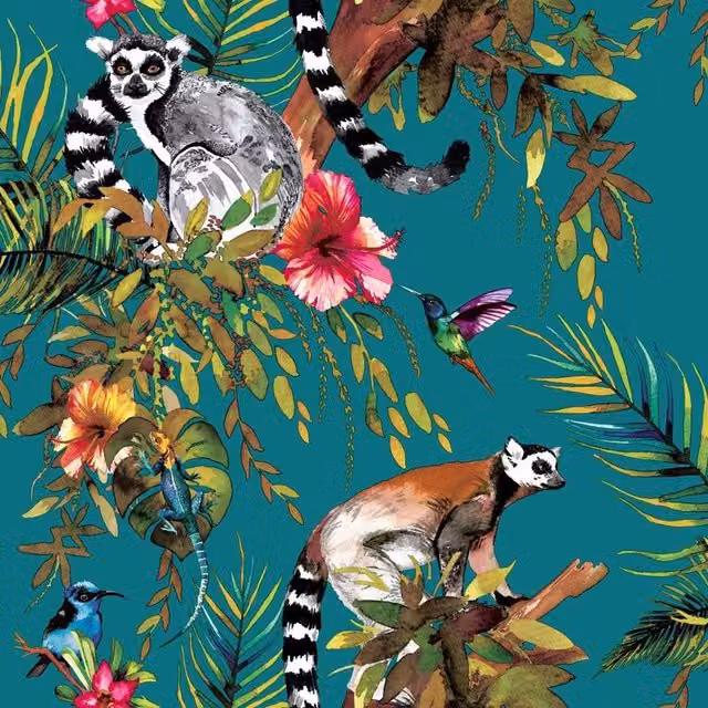 Holden Décor Lemur Wallpaper in Petrol Blue