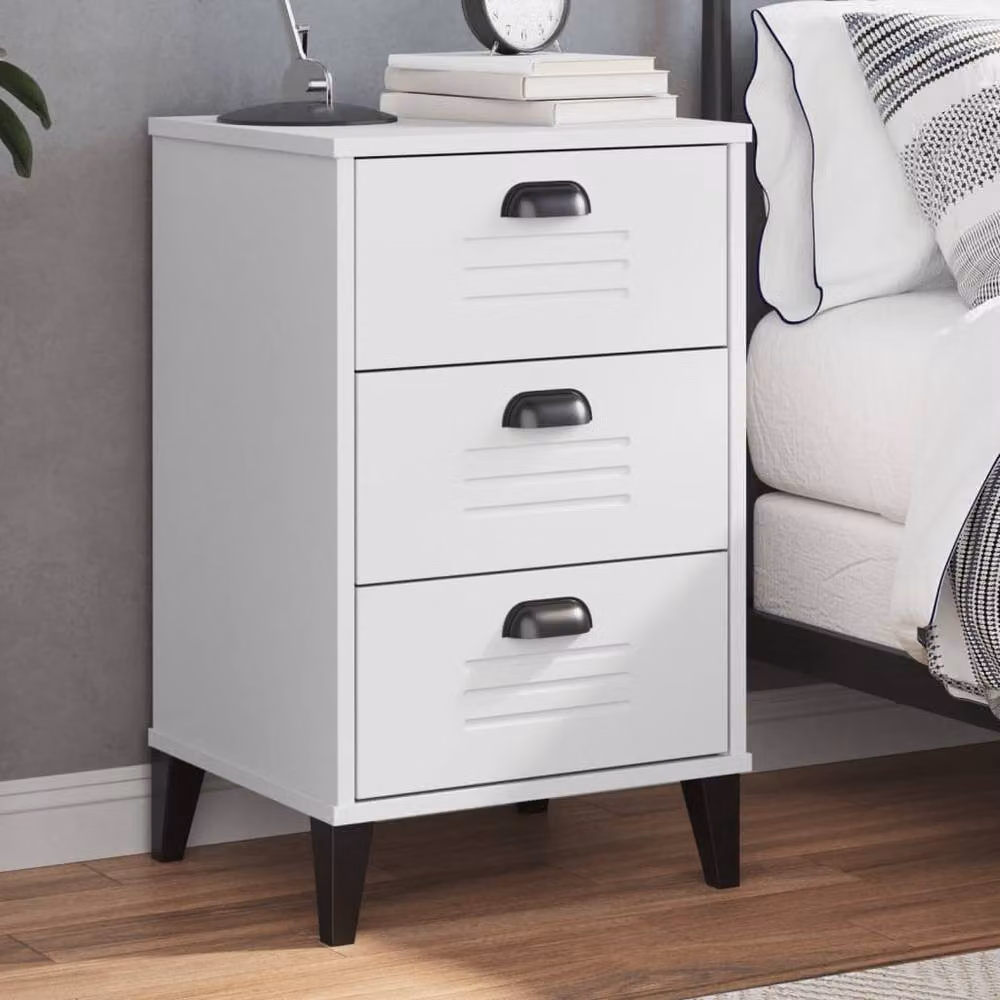 Berkfield Home VIKEN Bedside Cabinet in White Engineered Wood – 2