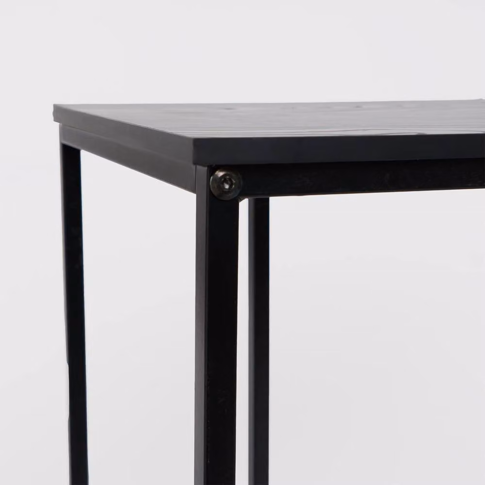 OHS C-Shaped Wood Effect Coffee Table and Side Table in Black – 4