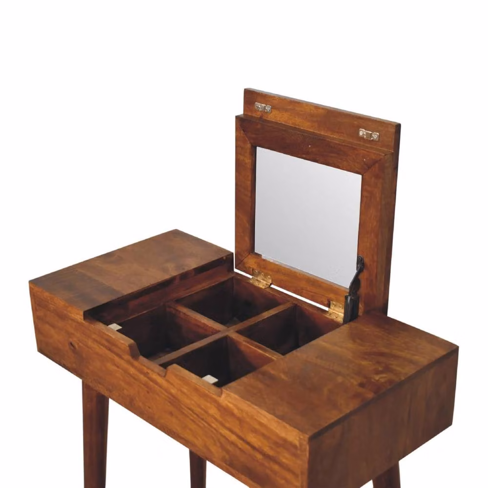 Wyld Haus Olbia Mango Wood Dressing Table with Tri-Fold Mirror in Brown, W/D/H: 78 x 35 x 70 cm – 5