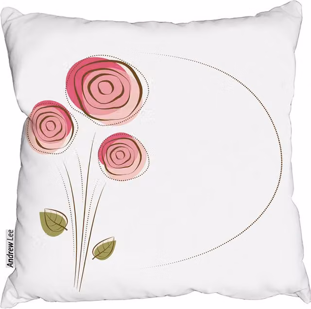 Andrew Lee Rose Drawing Square Cushion, White, W/D/H: 60 x 60 x 60 cm