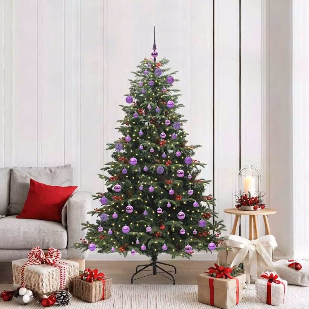 Berkfield Home Elegant Green Artificial Christmas Tree with 300 LEDs and Stand, H 180 cm x W 120 cm x D 120 cm – 2