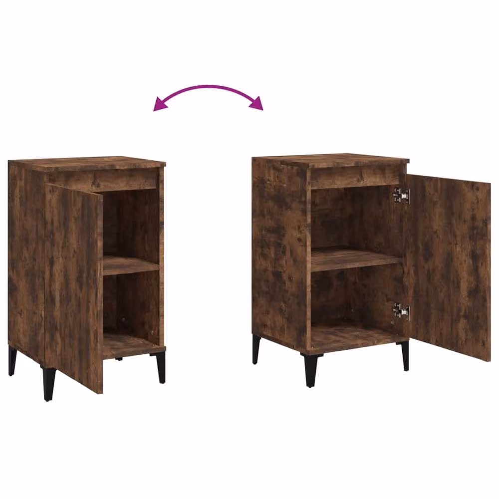 Berkfield Home Set of 2 Modern Bedside Cabinets in Smoked Oak Brown, W/D/H: 40 x 35 x 70 cm – 6