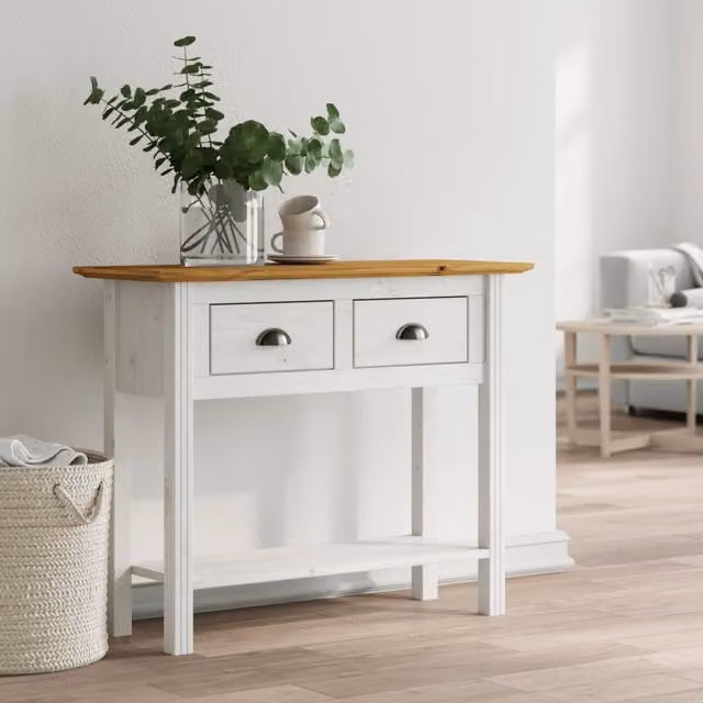 Berkfield Home BODO Console Table in Brown Solid Pine Wood, W/D/H: 90 x 34.5 x 73 cm – 1