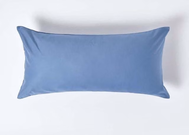 Homescapes Egyptian Cotton Mako Satin Pillowcase, Blue, W: 40 cm, H: 80 cm, 1000 Thread Count