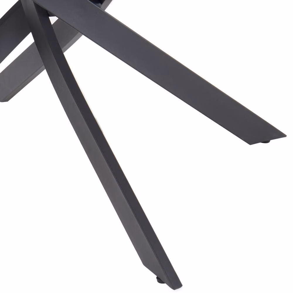 Home Detail Morag Round Marble Effect Dining Table in White with Black Metal Legs, Diameter: 100 cm – 3