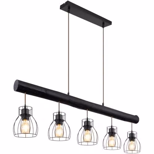 Netlighting Mina Bar Pendant Ceiling Light in Matt Black with 5x E27 Bulbs