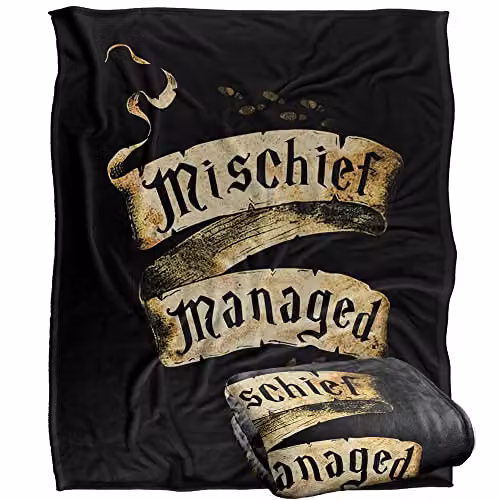 LOGOVISION Harry Potter Mischief Managed Super Soft Fleece Throw Blanket, White and Multicolour, W/D/H: 152 x 127 x 1 cm – 3