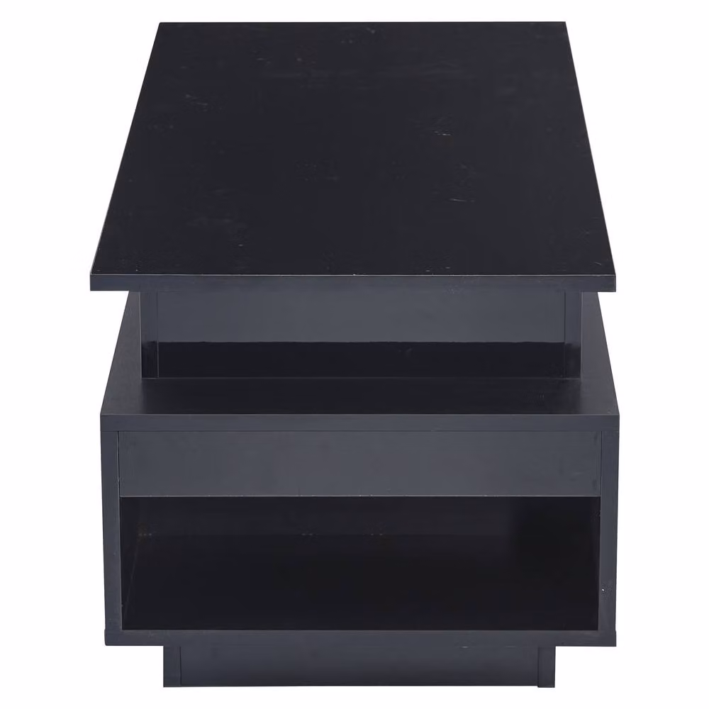 Merax High Gloss LED Lift Top Coffee Table with Hidden Storage and Drawer in Black, W/D/H: 120 x 60 x 45 cm – 7