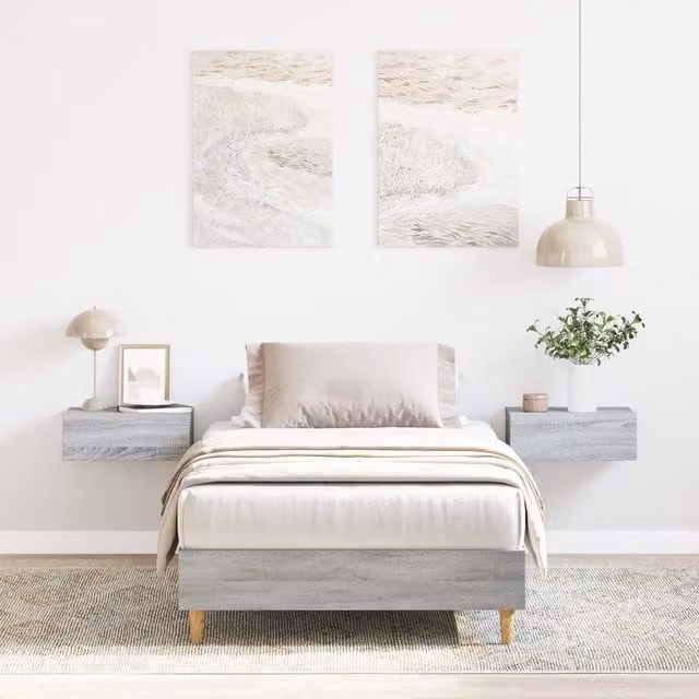 Berkfield Home Modern Bed Frame in Grey, W/D/H: 90 x 200 cm