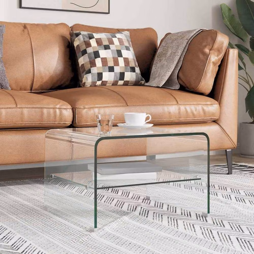 Berkfield Home Rectangular Tempered Glass Coffee Table, Transparent, W/D/H: 50 x 45 x 33 cm – 2